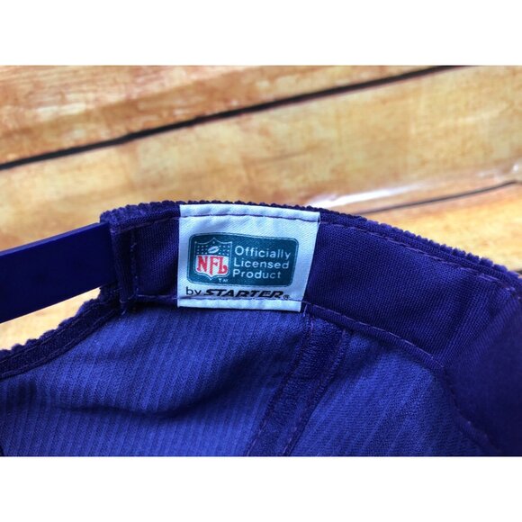 NOS VINTAGE MINNESOTA VIKINGS STARTER The Eastport Purple Corduroy Snapback Hat - Picture 6 of 6